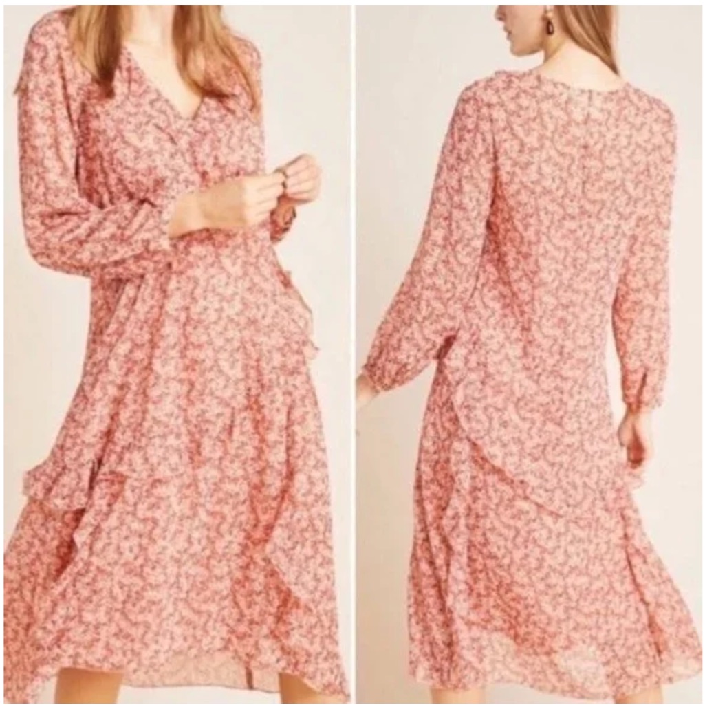 Maeve By Anthropologie Once Upon A Time Ruffle Tiered Sinclair Midi Dress